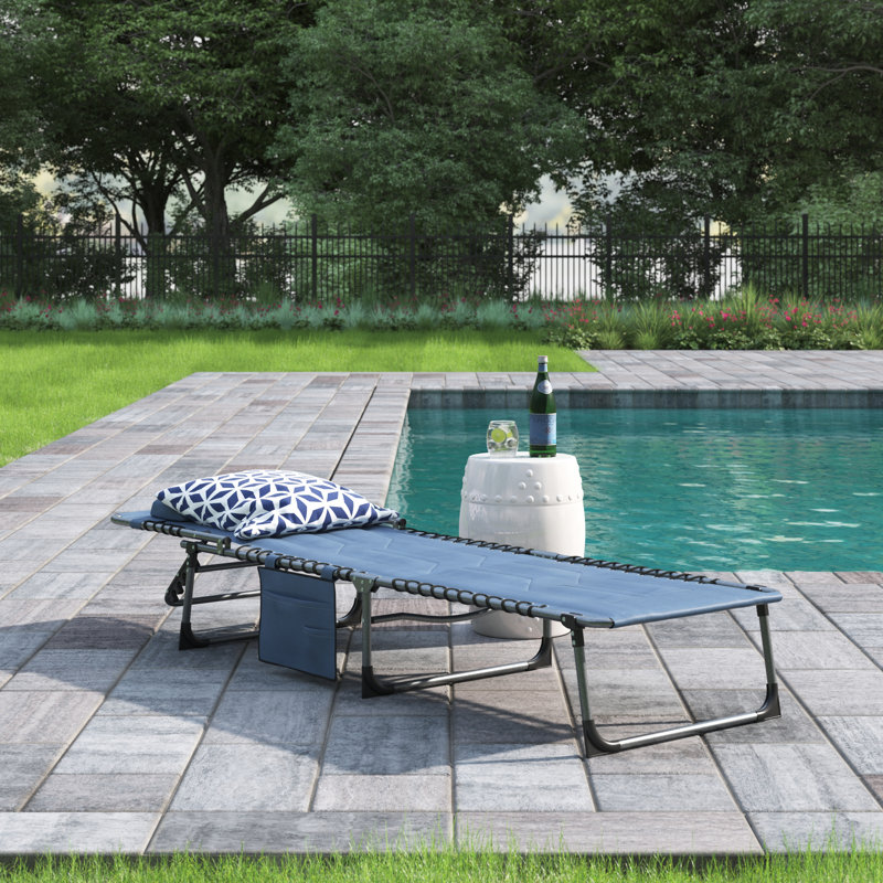 Folding Chaise Lounge Chair Outdoor Padded Reclining Chair Beige